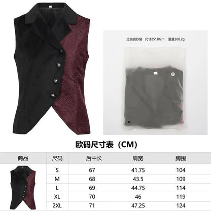Asymmetrical Sleeveless Steampunk Vest