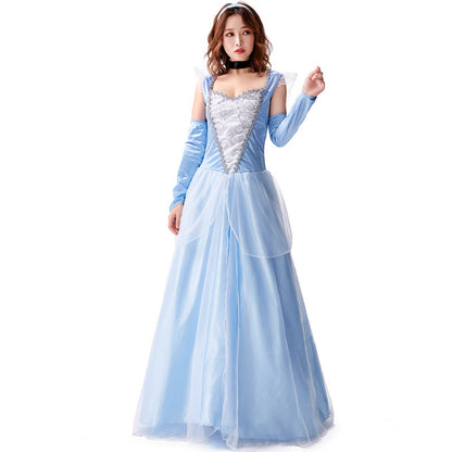 Blue princess-style costume dress for cosplay