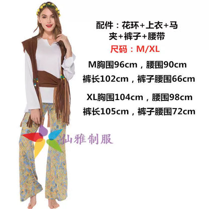 Boho Carnival Costume with Wide-Leg Pants