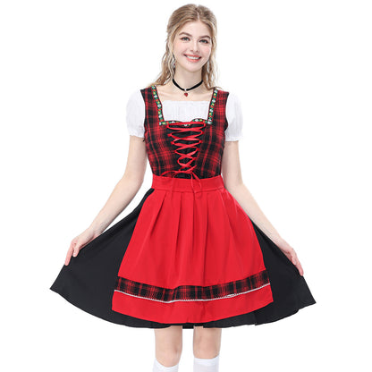 Plaid Oktoberfest-style costume dress