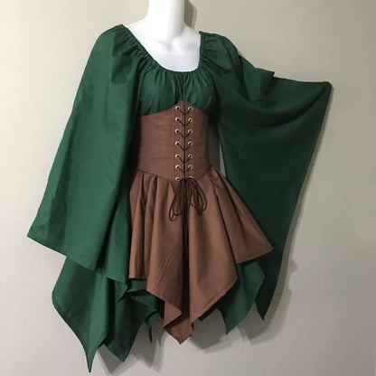 Fantasy Medieval Corset Top with Long Sleeves