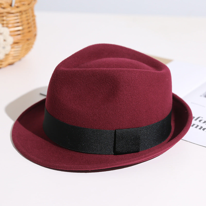 Carnival Burgundy Fedora Hat with Black Ribbon