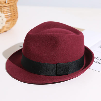 Carnival Burgundy Fedora Hat with Black Ribbon