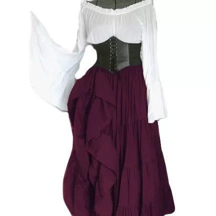 Gothic Medieval Costume Dress with Corset and Skirt