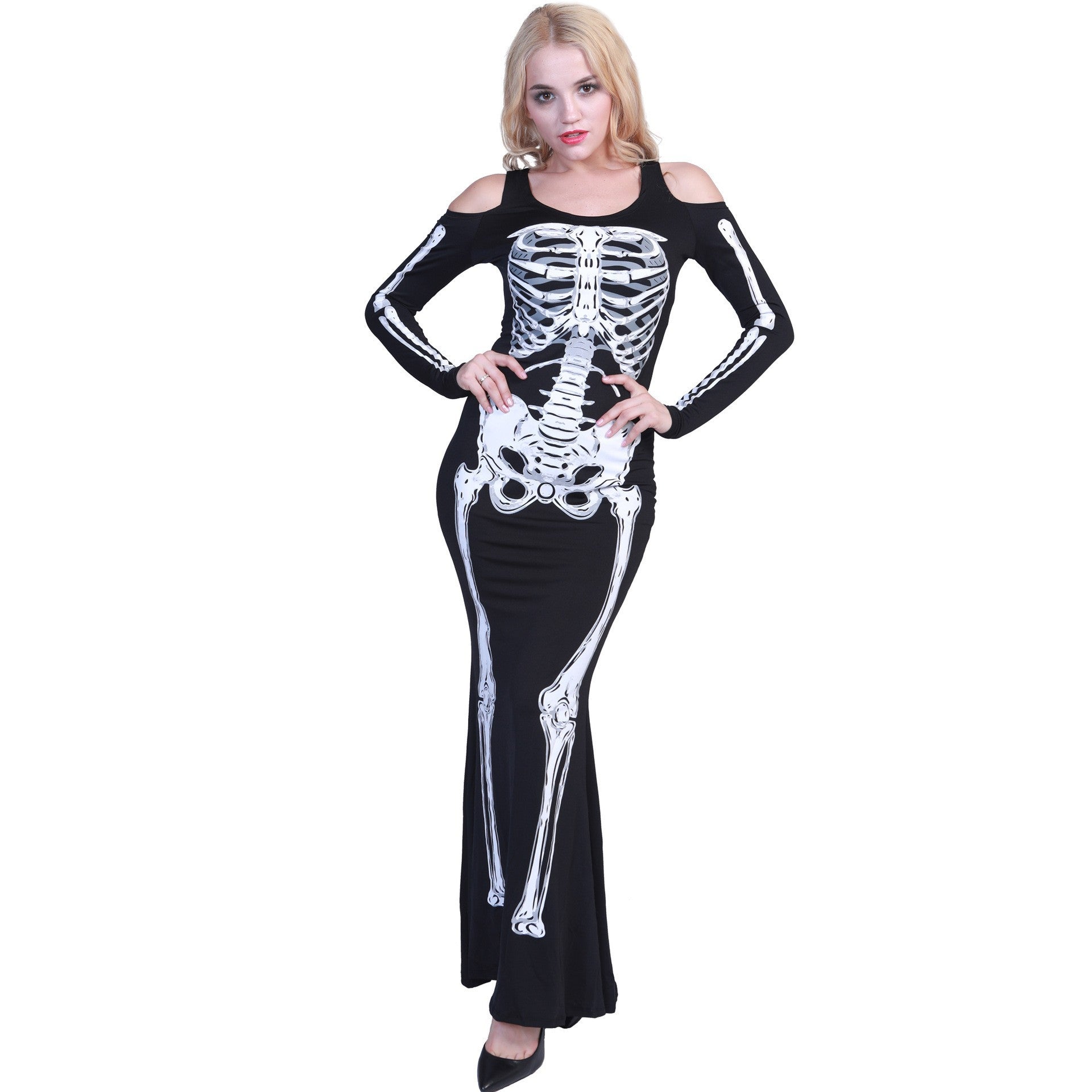 Halloween Skeleton Print Costume Dress