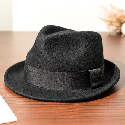 Black carnival fedora hat with ribbon