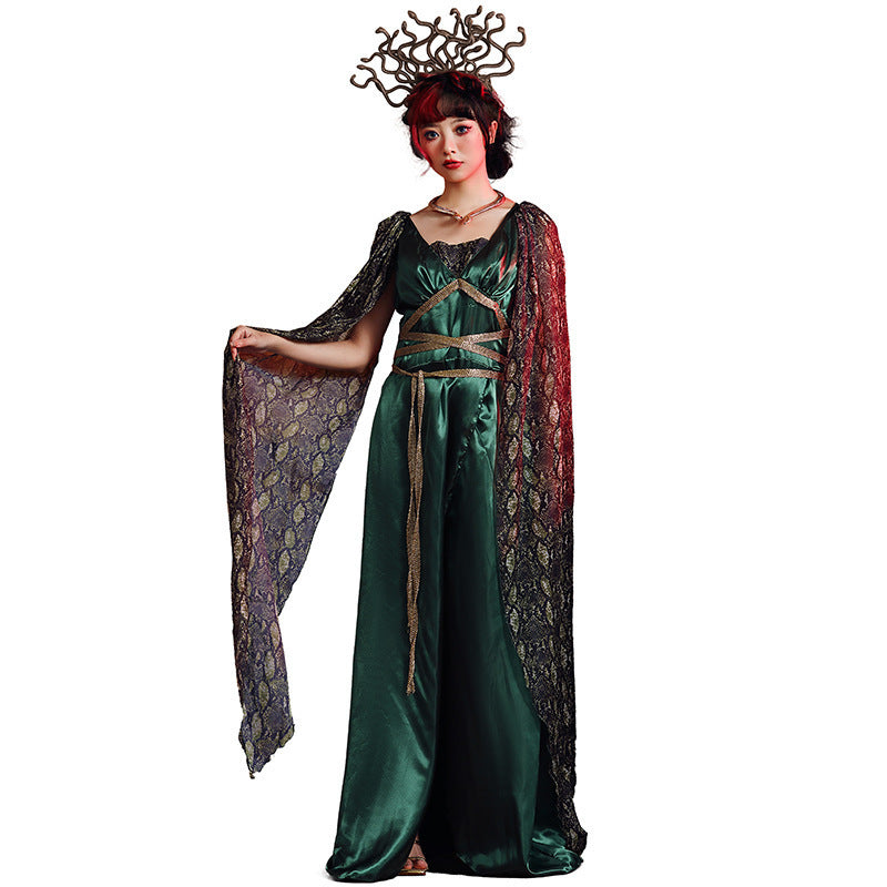 Fantasy Dress with Cape and Gold Headdress