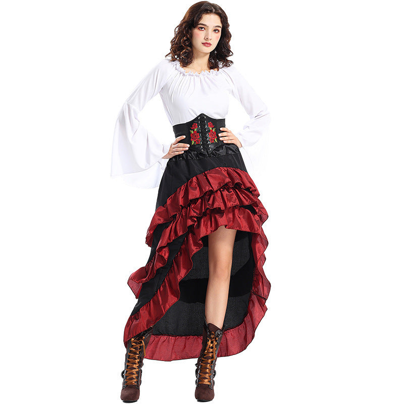 Victorian-style carnival costume with corset