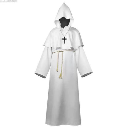 White hooded carnival cloak for cosplay