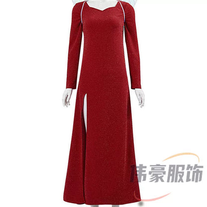 Shrek Costume: Red Long-Sleeve Maxi Dress