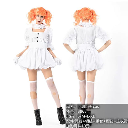 Clown Costume: Dress, Wig, and Gloves