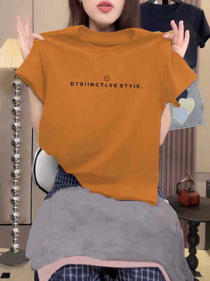 Women's Cotton Summer Orange Printed T-Shirt