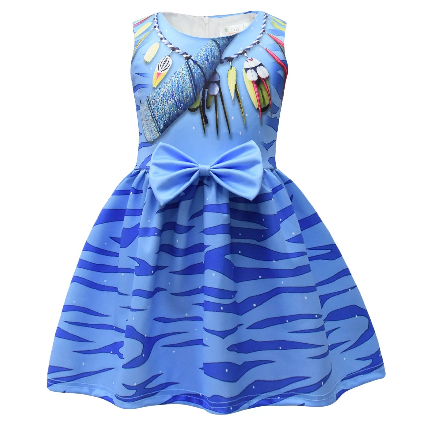 Girls' Sleeveless Dress with Nautical Print