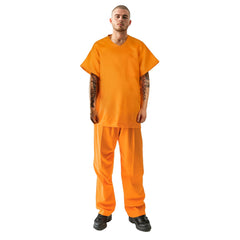 Adult Orange Polyester Prison Costume Two-Piece Set
