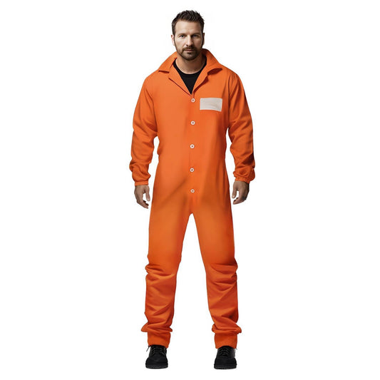 HOMELEX Orange Prison Jumpsuit Costume Mens Halloween Inmate Outfit Adult Jail Uniform