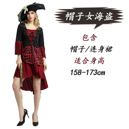 Halloween Pirate Costume with Hat and Dress