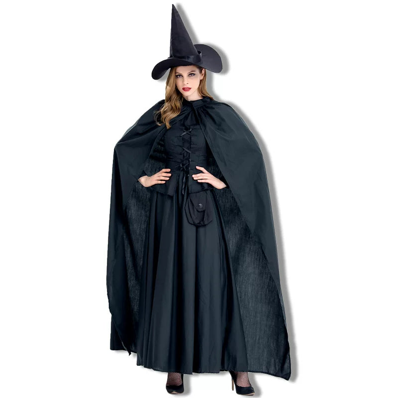 Black Costume Cape with Pointed Hat