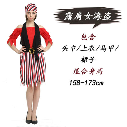 Pirate costume with top, vest, and skirt