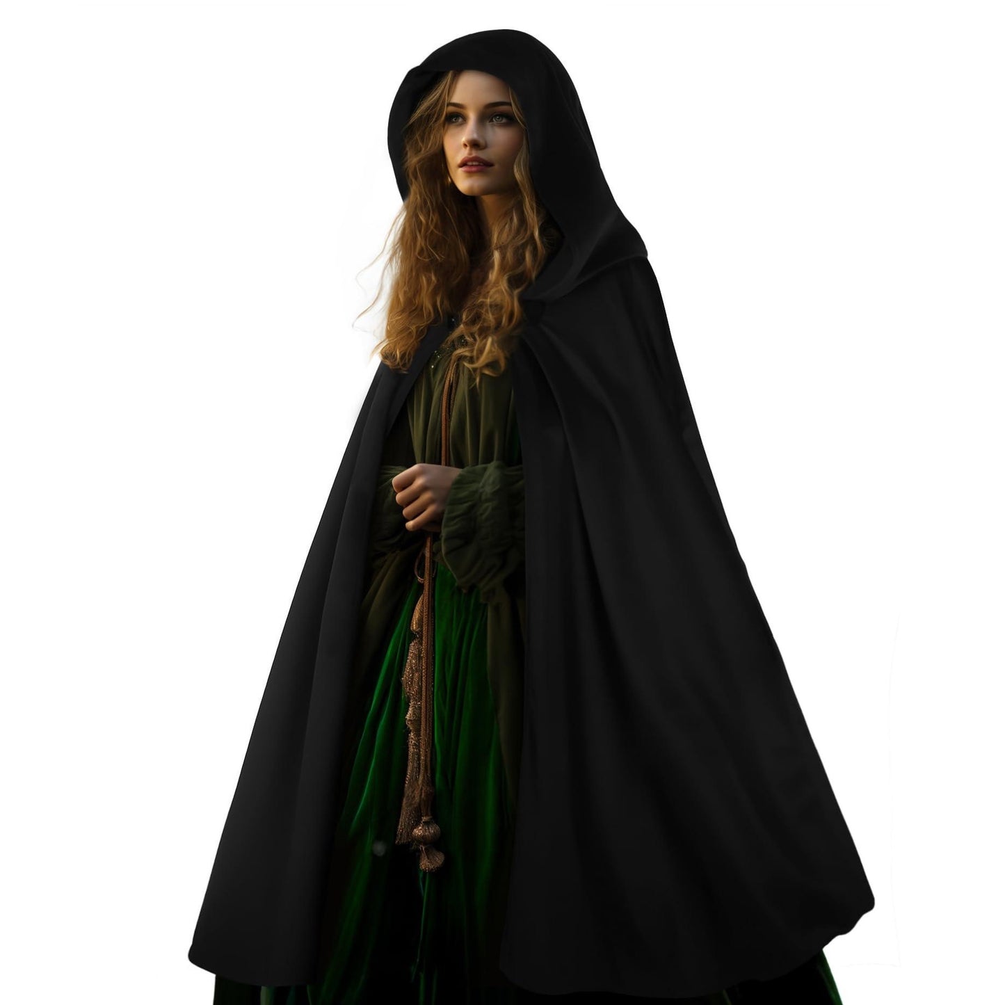 HOMELEX Hooded Cloak - Renaissance Medieval Hobbit Cosplay Cape for Men & Women | Halloween Costume