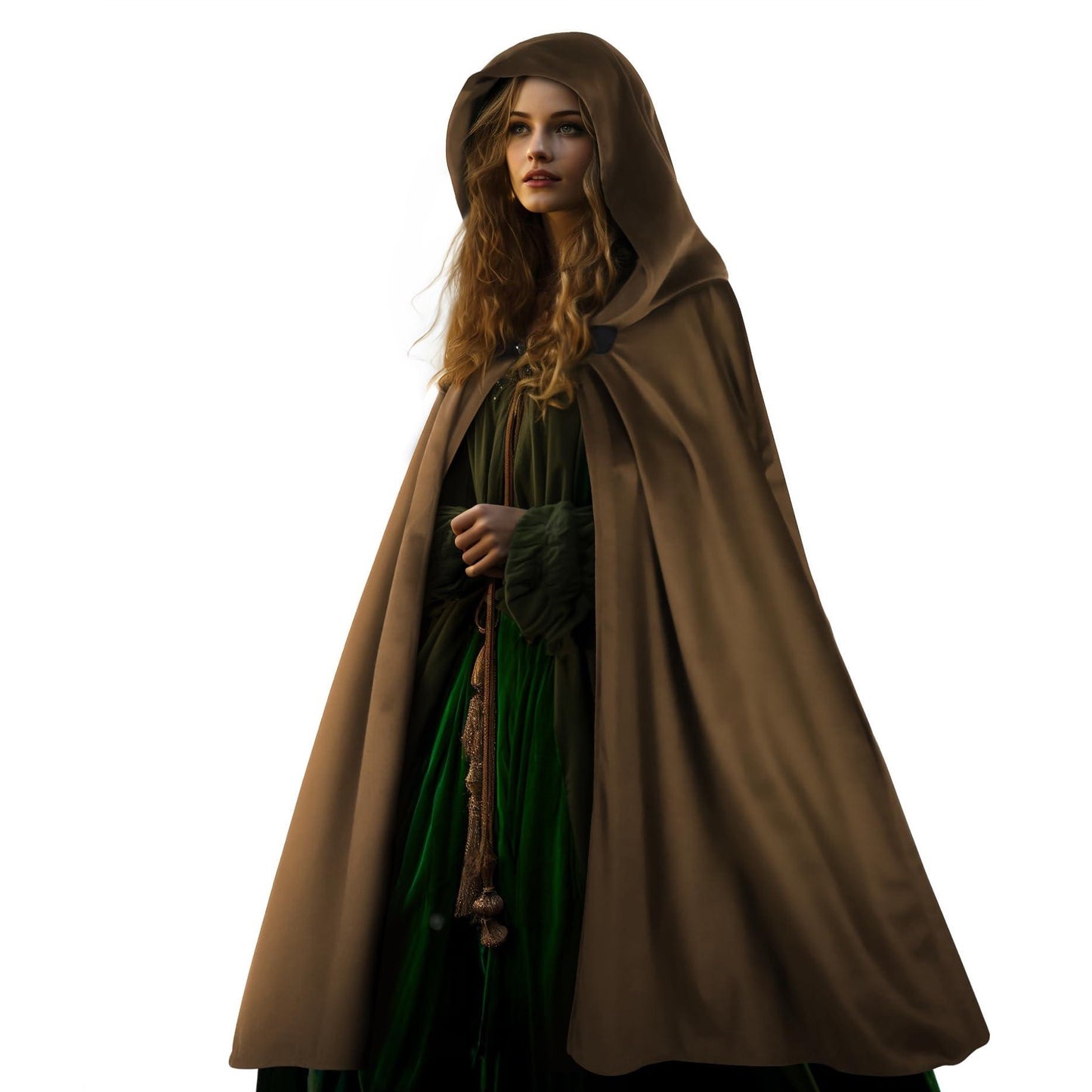 HOMELEX Hooded Cloak - Renaissance Medieval Hobbit Cosplay Cape for Men & Women | Halloween Costume