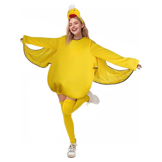 HOMELEX Yellow Duck Costume Unisex Adult Woman Halloween Animals Jumpsuit One-Piece with Duck Headband