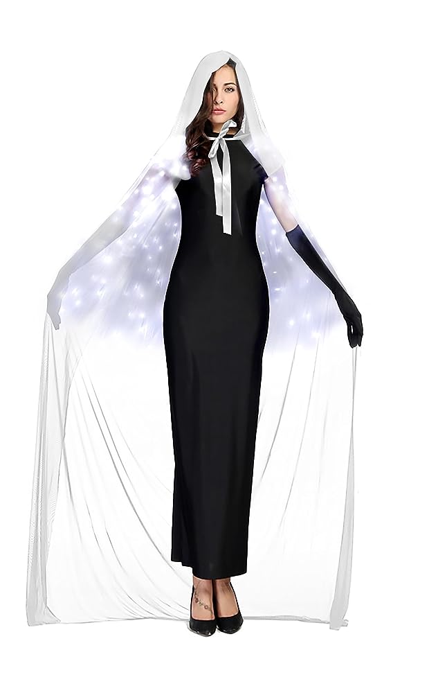 Lighted White Hooded Cape