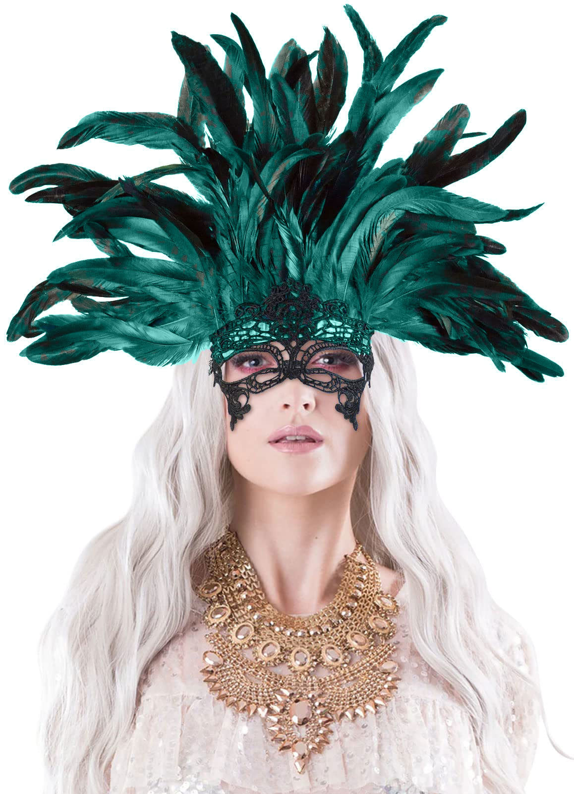 Carnival Feather and Mask Headpiece