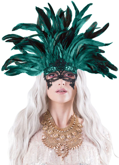 Carnival Feather and Mask Headpiece
