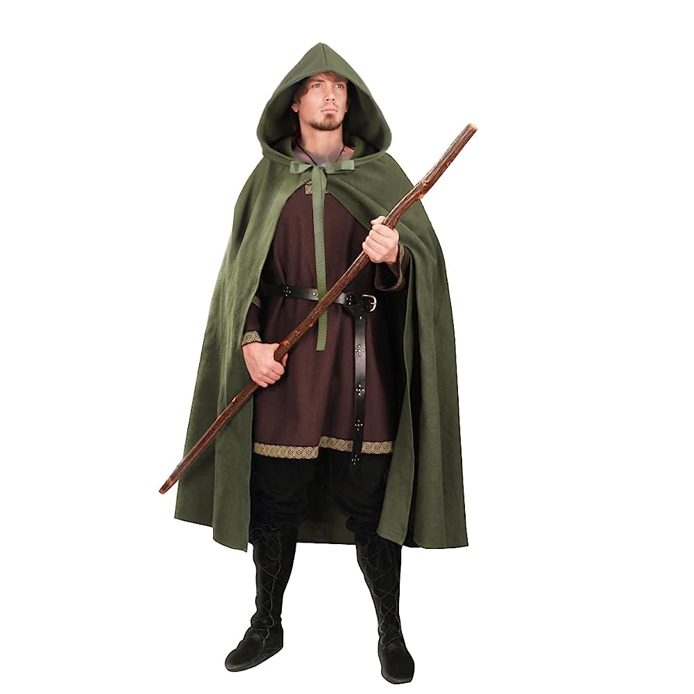 Olive Green Hooded Carnival Cloak