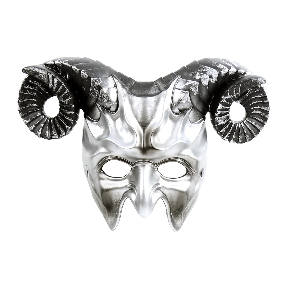 1pc Halloween Horned Demon Face Mask, Full Face Gothic Horror Style for Costume Party