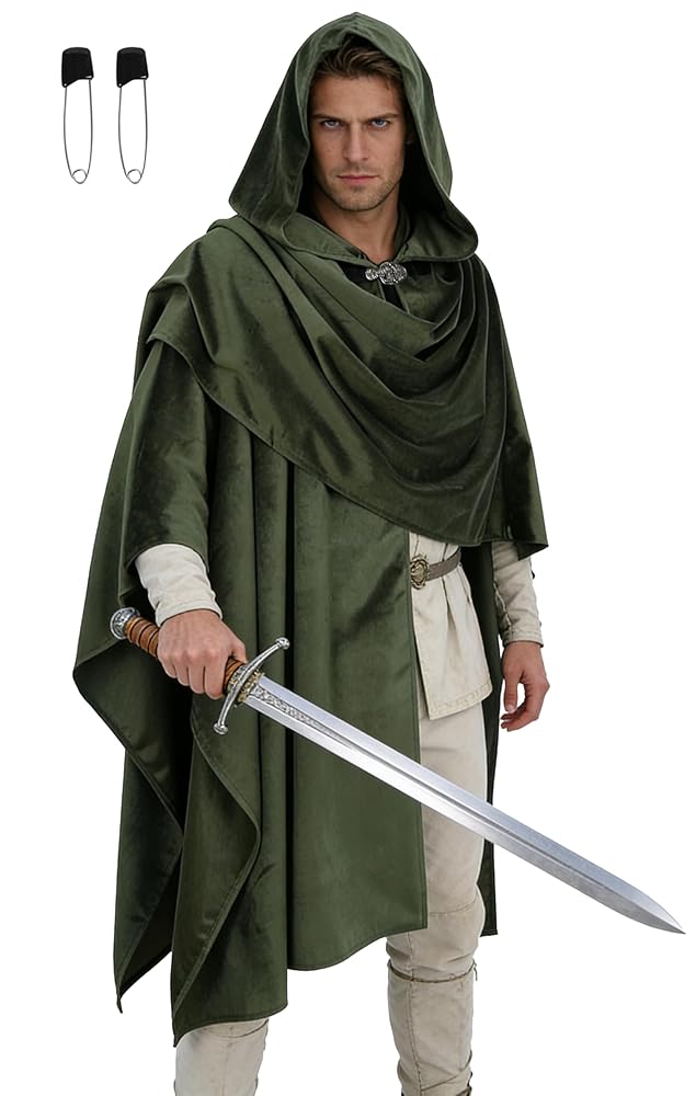 Green hooded carnival cloak, cosplay