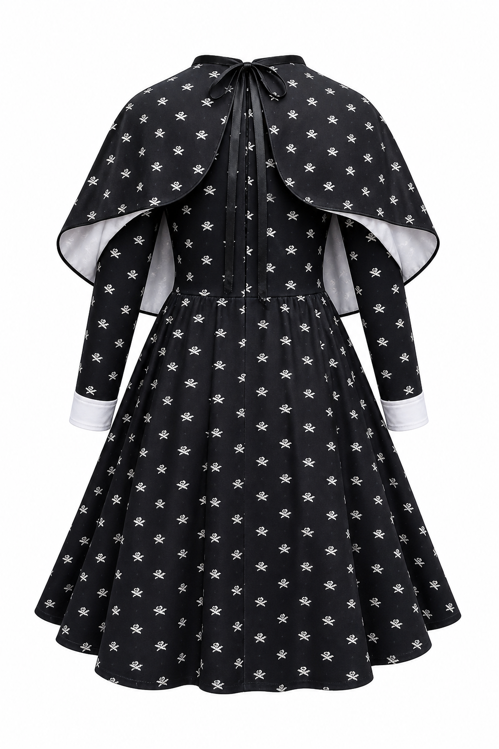 Black Halloween Costume Dress with Cape