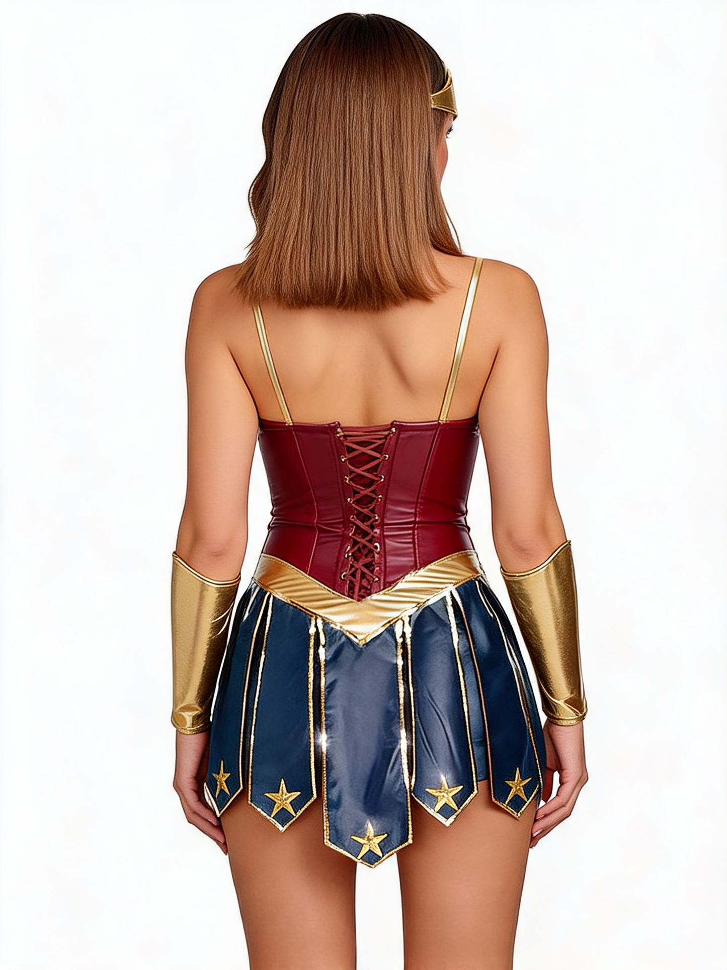 Superheroine Carnival Costume with Corset and Tiara