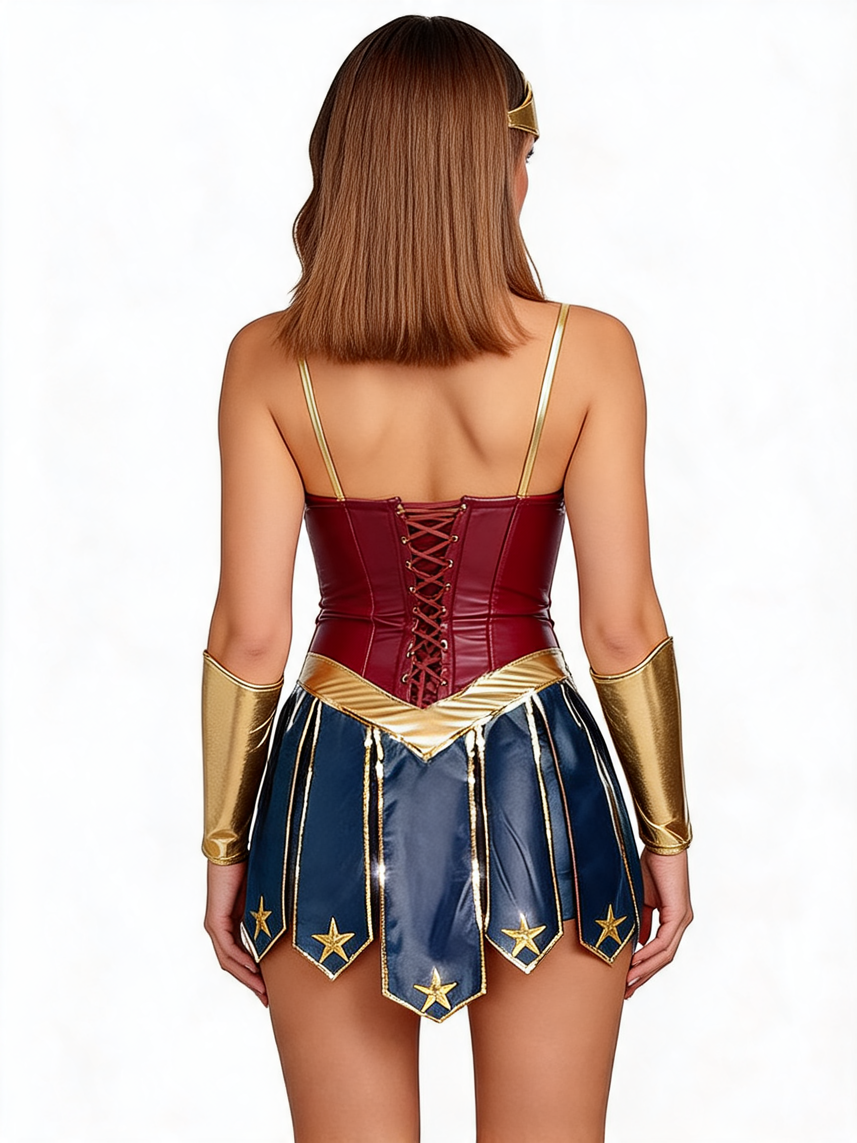 Superheroine Carnival Costume with Corset and Tiara