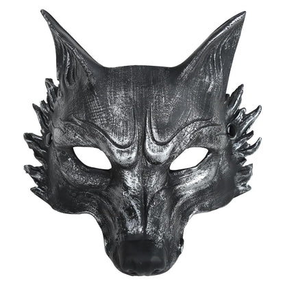 1pc Halloween Wolf Mask, Full Face Werewolf Style with Pointed Ears, Cosplay Party