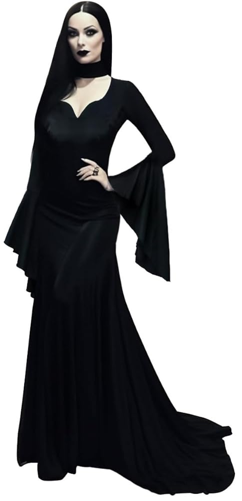 Black Gothic Floor-Length Evening Dress