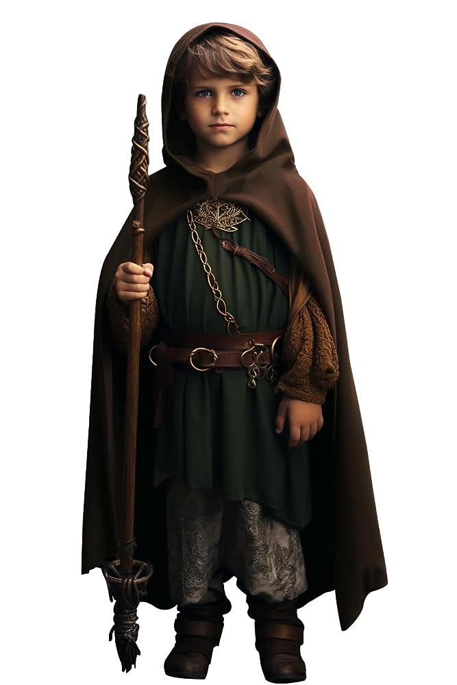 Medieval Hooded Costume, Cloak and Accessories