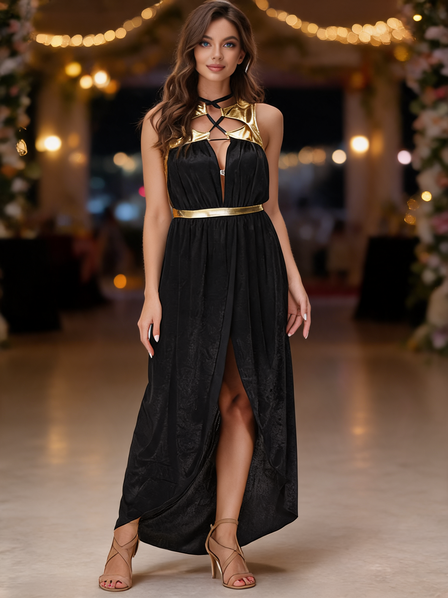 Black Greek-Style Dress for Carnival