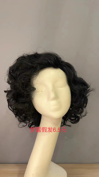 Black carnival wig with voluminous curls