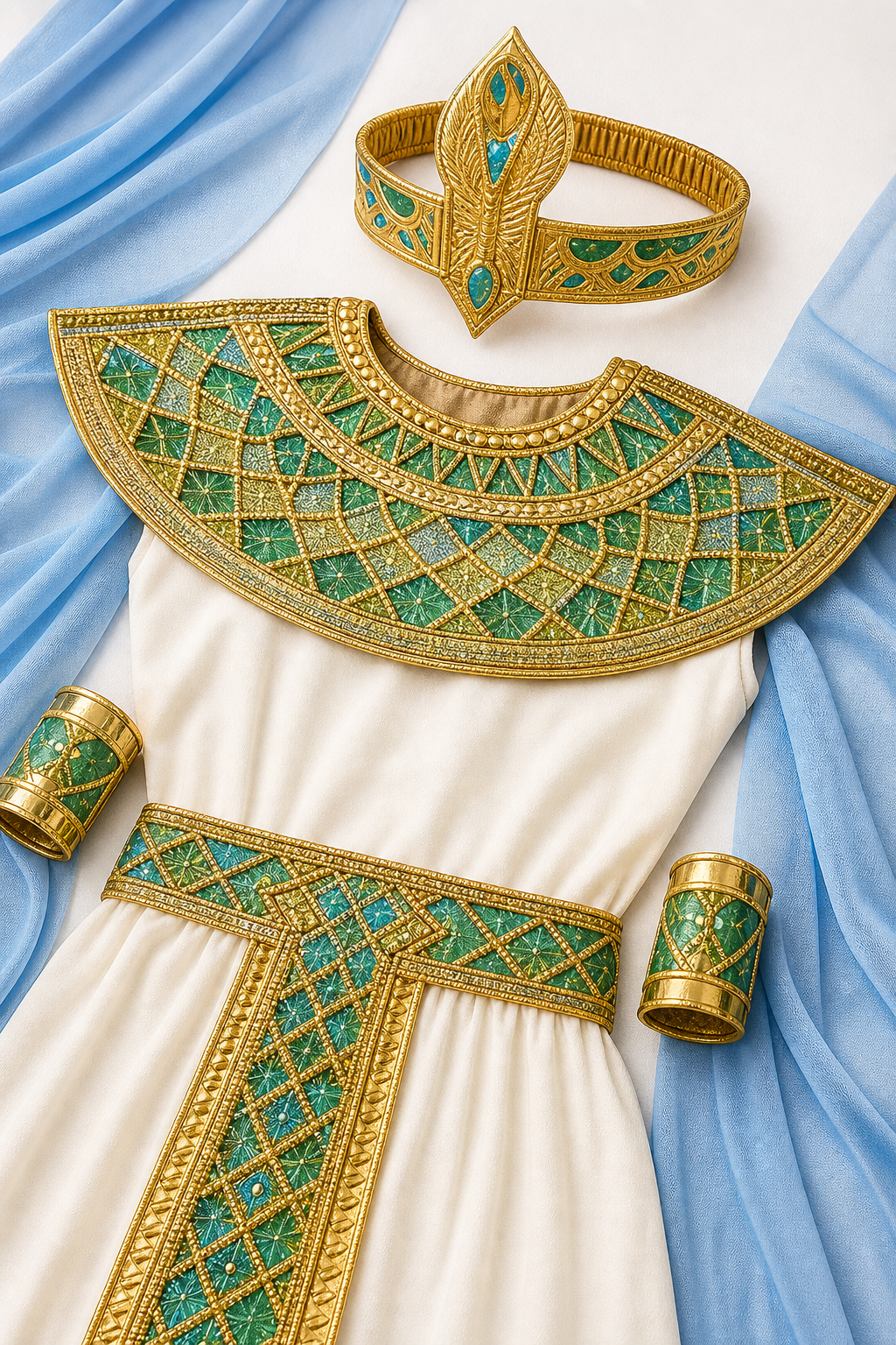 Cleopatra Egyptian Queen Costume with Cape for Carnival
