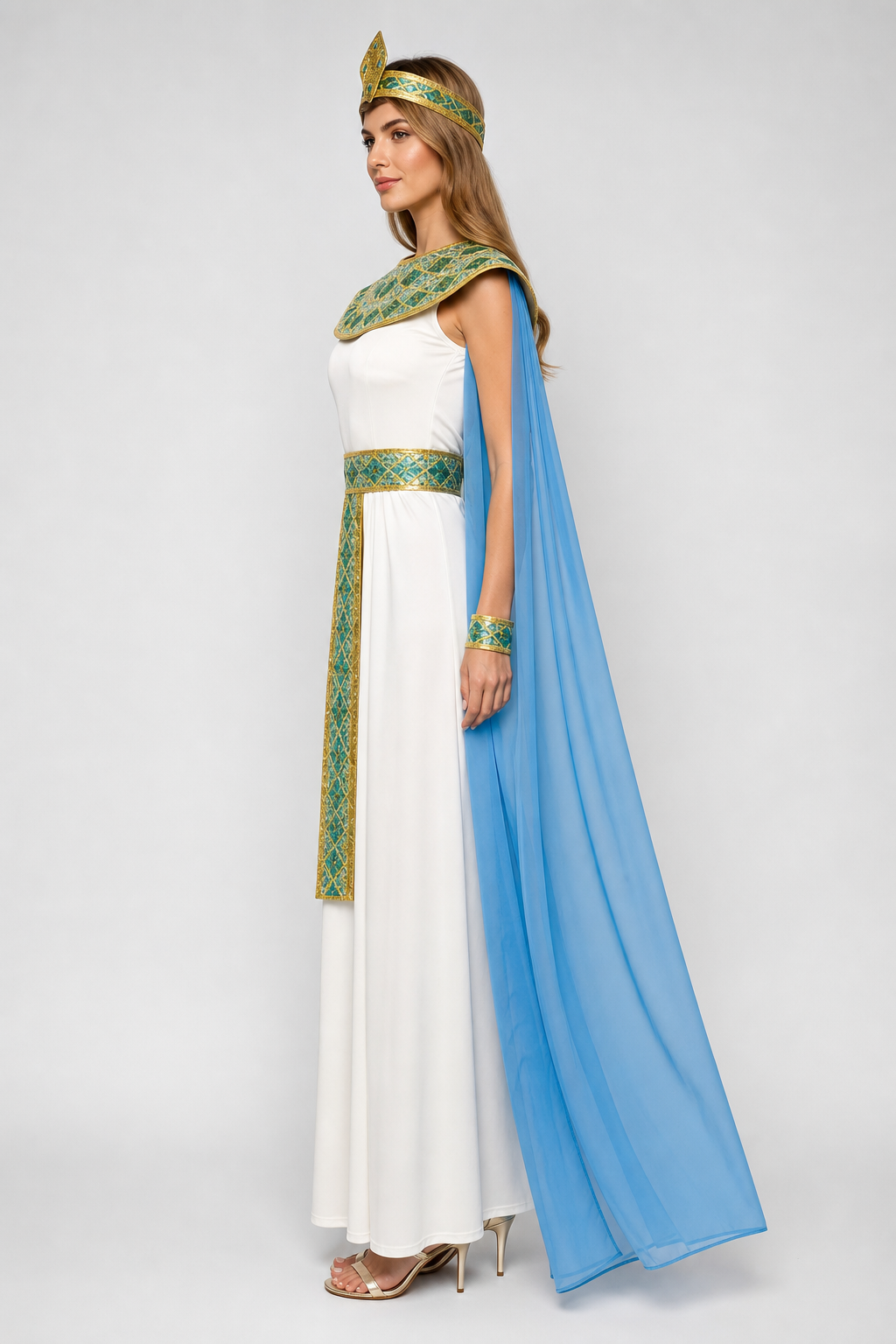 Cleopatra Egyptian Queen Costume with Cape for Carnival
