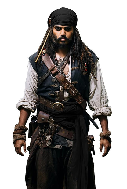 Black-Style Pirate Costume Set with Accessories