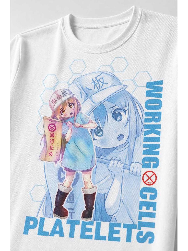 White T-shirt with an anime print for cosplay