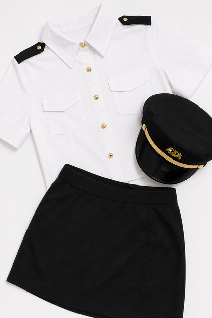 Black uniform-style costume for masquerade
