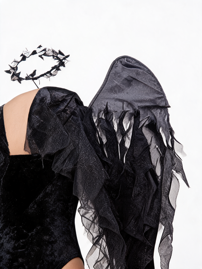 Dark Angel Halloween Costume with Wings and Halo