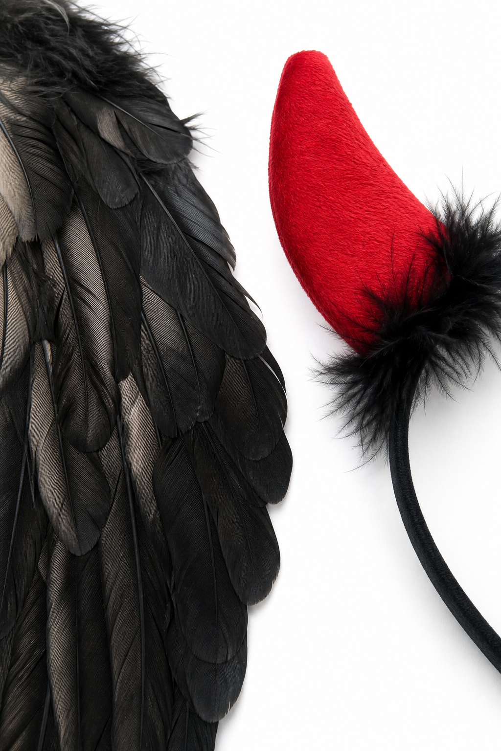 Halloween Demon Wings with Horns and a Trident