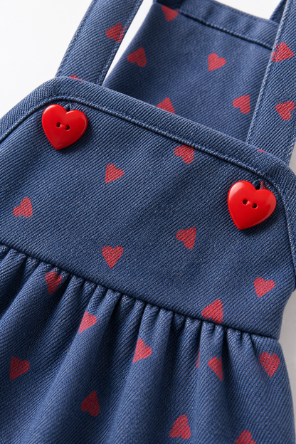 Dog Dress with Heart Print and Straps