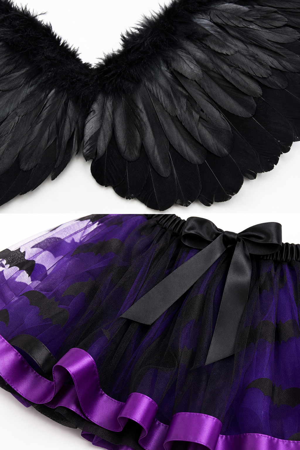 Carnival Costume with Wings and Plush Skirt