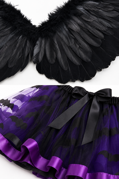 Carnival Costume with Wings and Plush Skirt