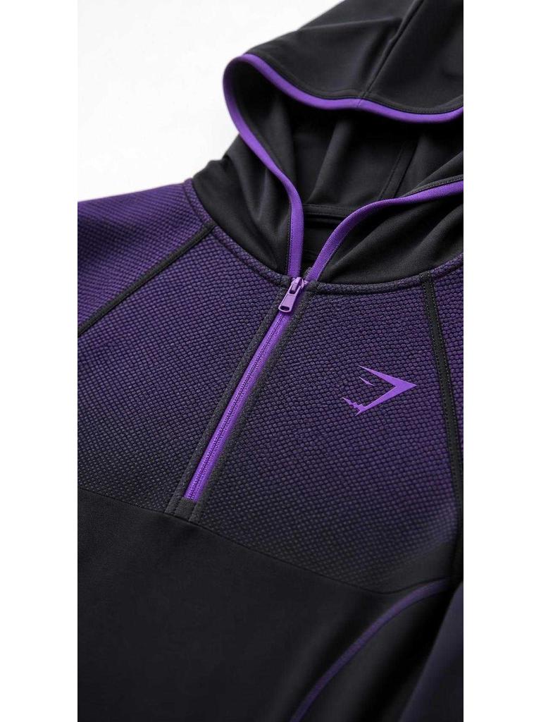 Black athletic hoodie with zipper for fitness